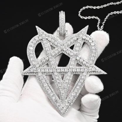 Iced Out Heart Pentagram Pendant Streetwear