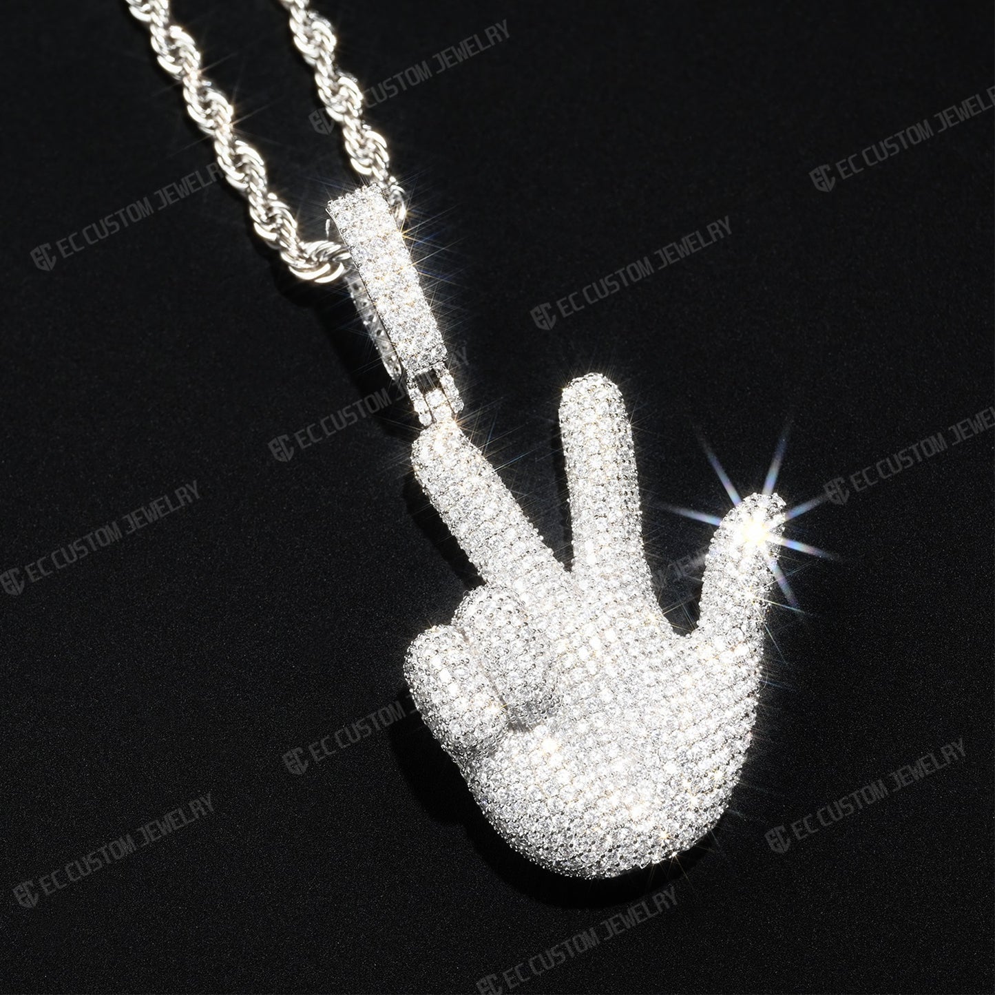 Iced Out Gesture Hip Hop Pendant