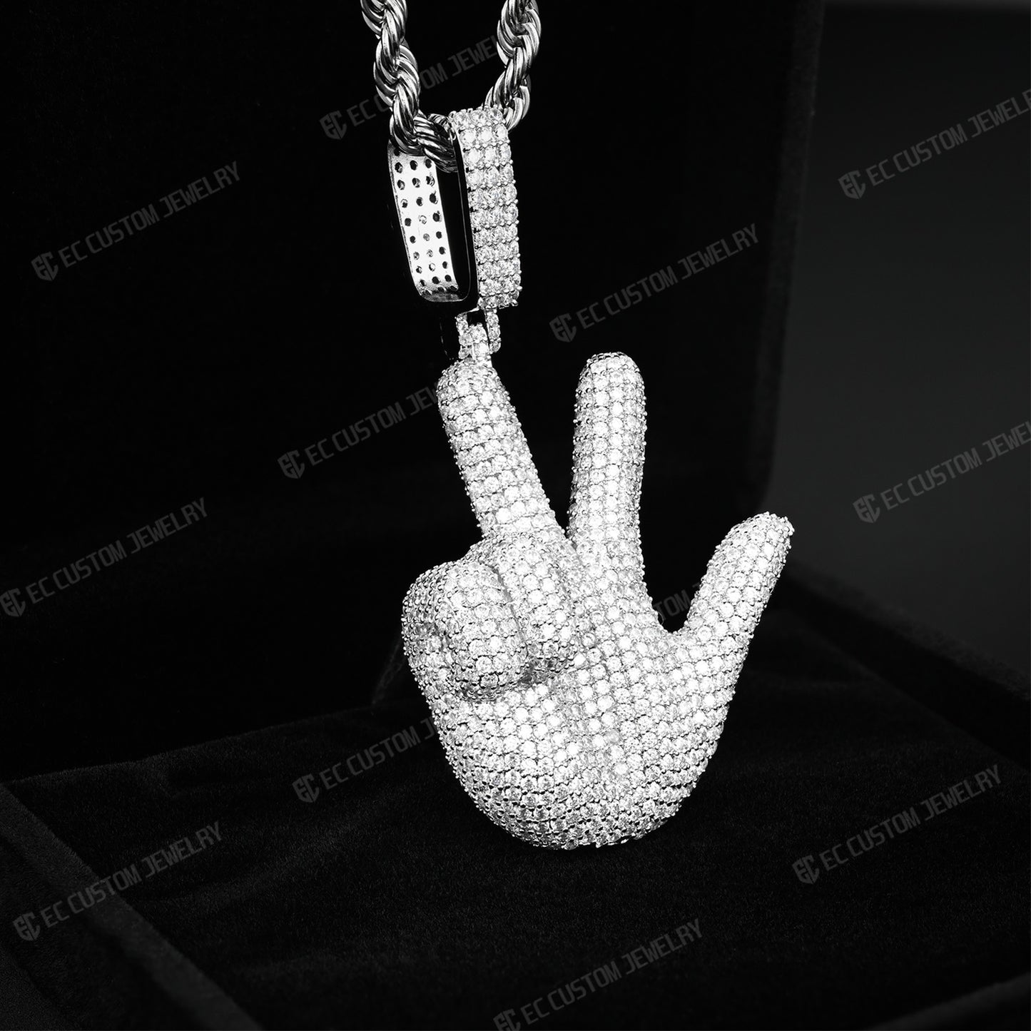 Iced Out Gesture Hip Hop Pendant