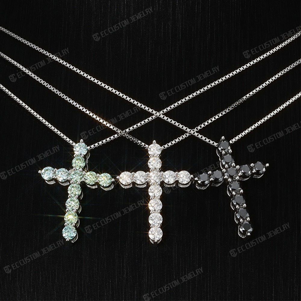 round cut vvs moissanite cross pendant gift for loved one