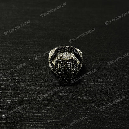 Iced Out Vampire Ring Hip Hop Tongue Ting Moissanite CZ 925 Silver