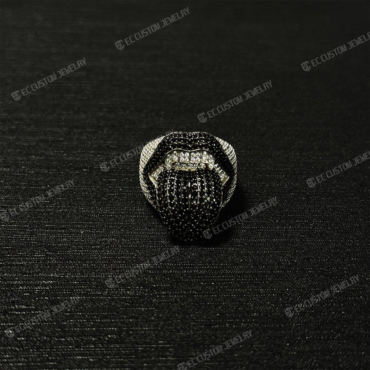 Iced Out Vampire Ring Hip Hop Tongue Ting Moissanite CZ 925 Silver