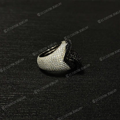 Iced Out Vampire Ring Hip Hop Tongue Ting Moissanite CZ 925 Silver