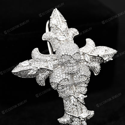 Skull Cross Iced Out Real Moissanite Pendant