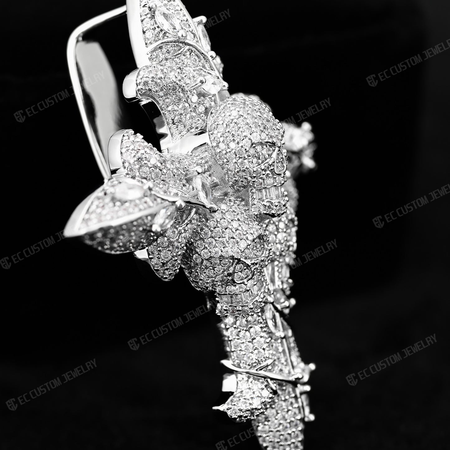 Skull Cross Iced Out Real Moissanite Pendant