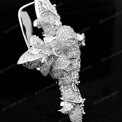 Skull Cross Iced Out Real Moissanite Pendant