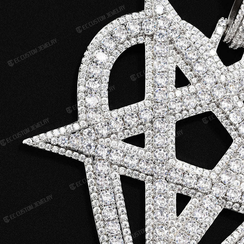 Iced Ou tDestroy Lonely Heart Pentagram Pendant Streetwear 1