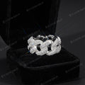 Iced Out Irregular Cuban Link Moissanite Ring