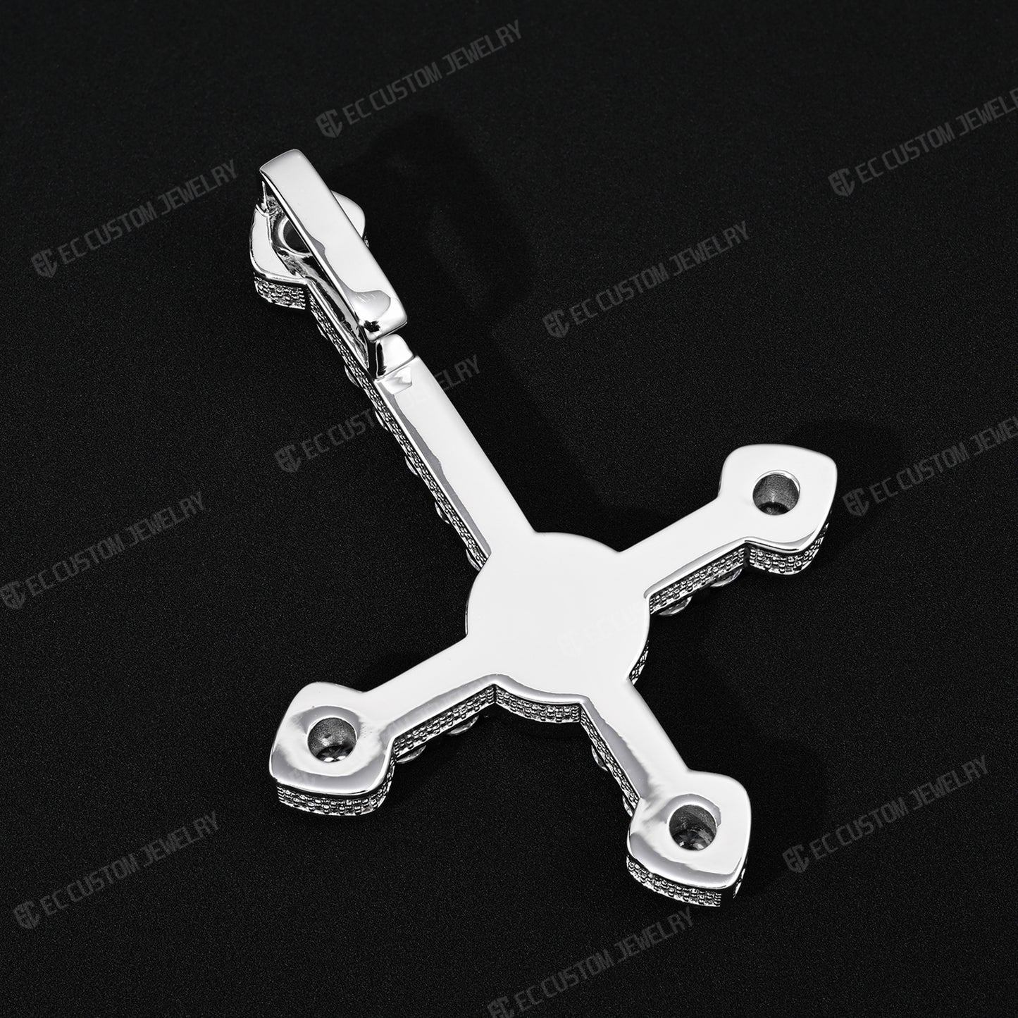 Iced Out ApolloRed Upside Down Cross Pendant Hip Hop Statement Piece