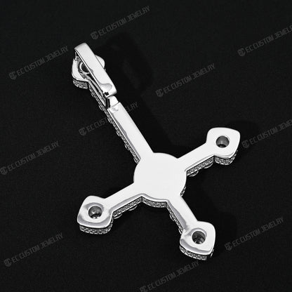 Iced Out ApolloRed Upside Down Cross Pendant Hip Hop Statement Piece
