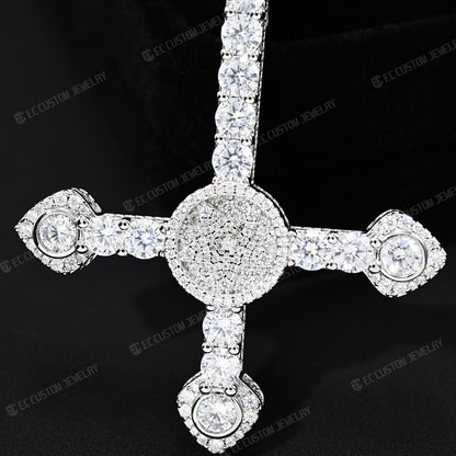 Iced Out ApolloRed Upside Down Cross Pendant Hip Hop Statement Piece