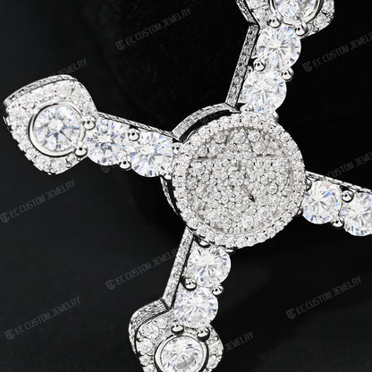 Iced Out ApolloRed Upside Down Cross Pendant Hip Hop Statement Piece