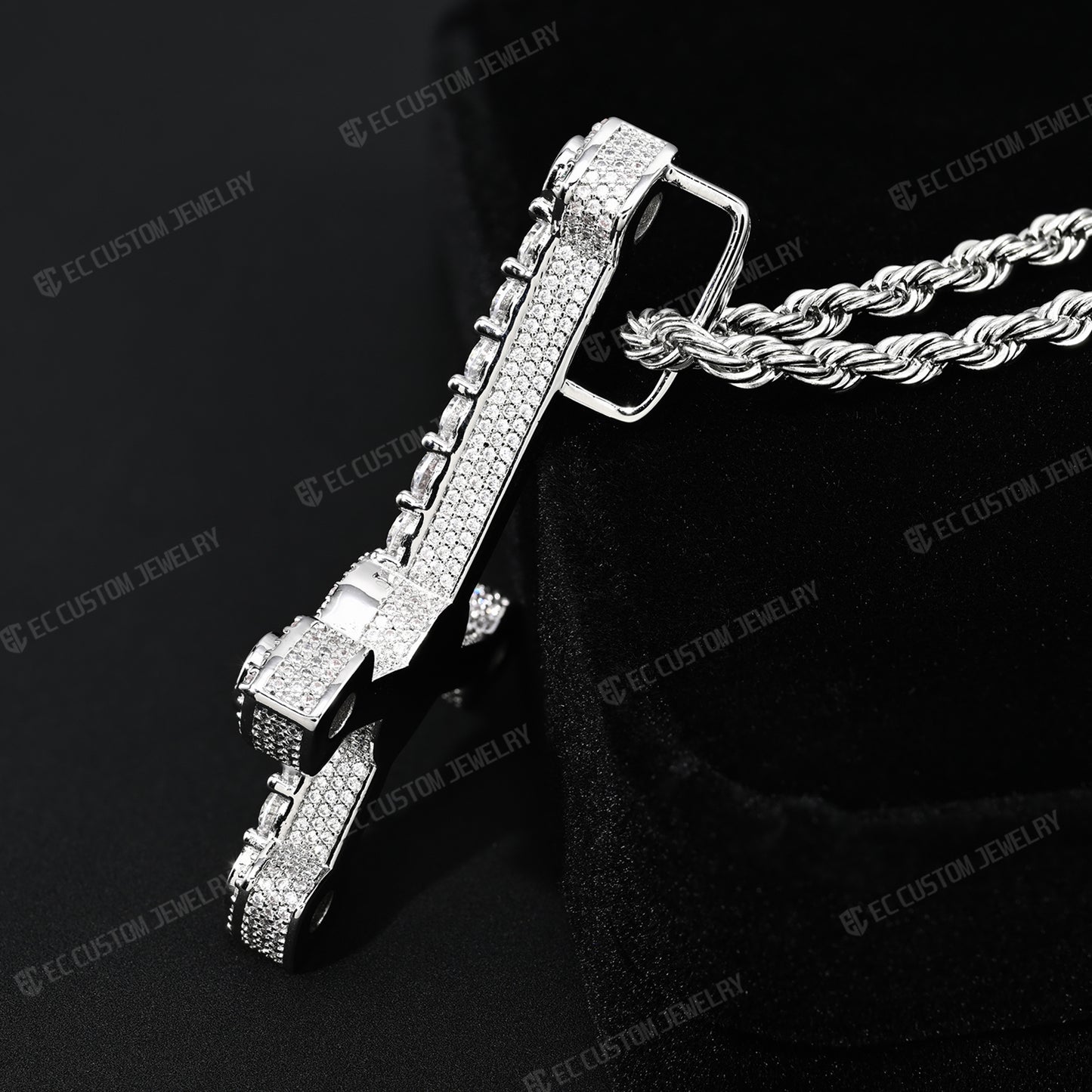 Iced Out ApolloRed Upside Down Cross Pendant Hip Hop Statement Piece
