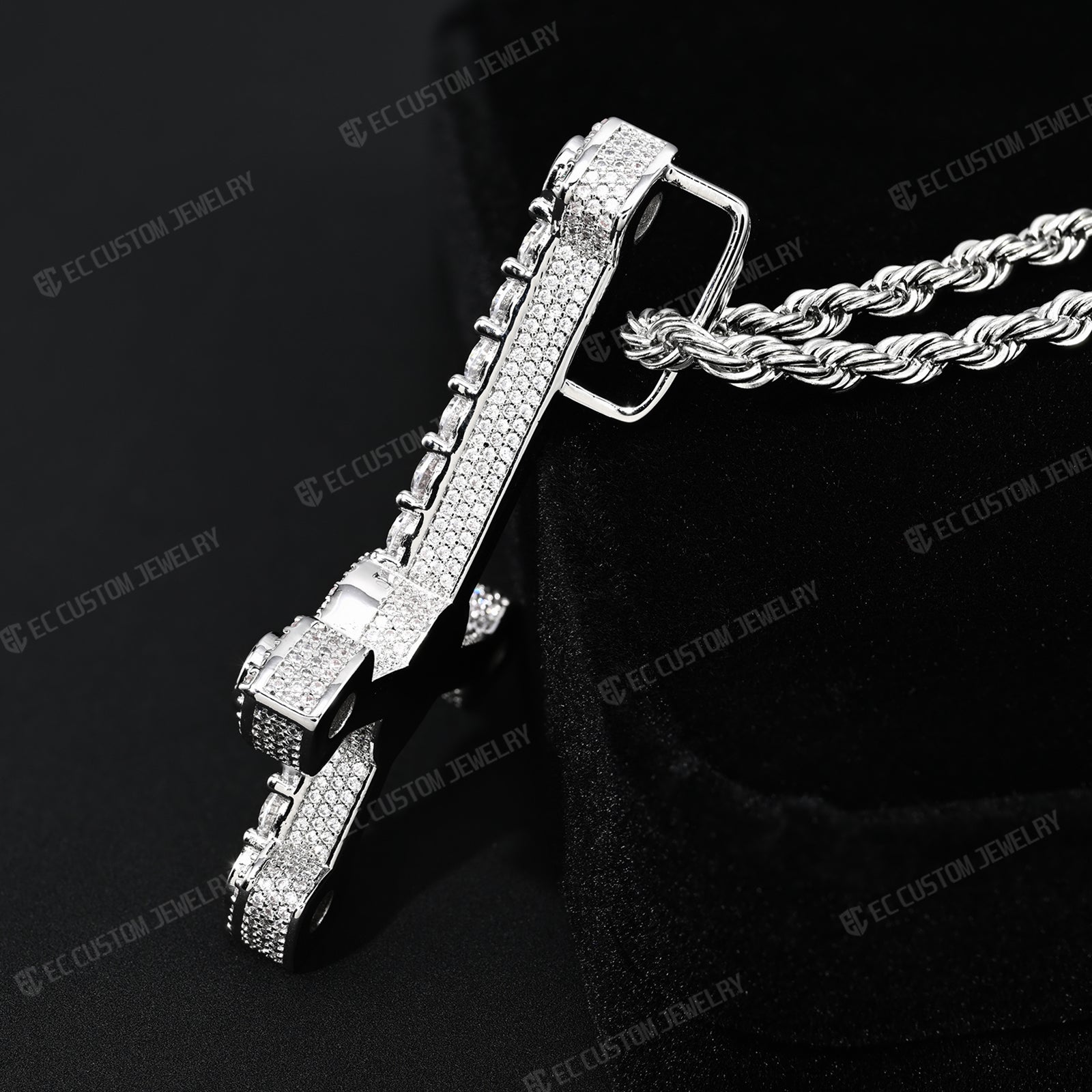Iced Out ApolloRed Upside Down Pendant Moissanite CZ Hip Hop Jewelry Men s Bling Chain 4