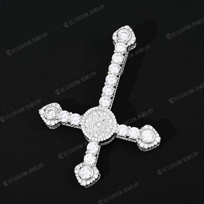Iced Out ApolloRed Upside Down Cross Pendant Hip Hop Statement Piece