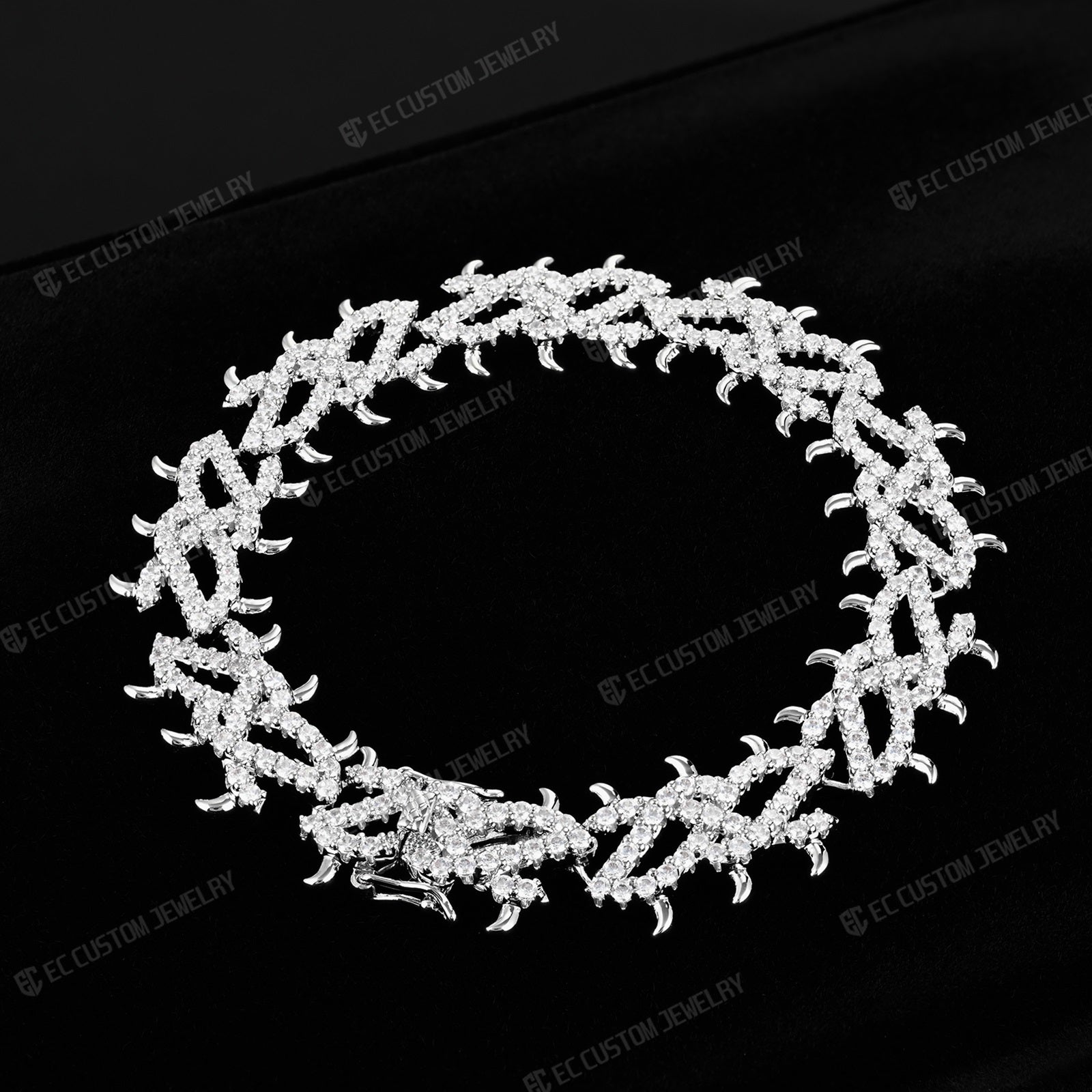 Iced Out Thorn Chain Bracelet Spiked CZ Diamond Bracelet bling hip hop jewelry 