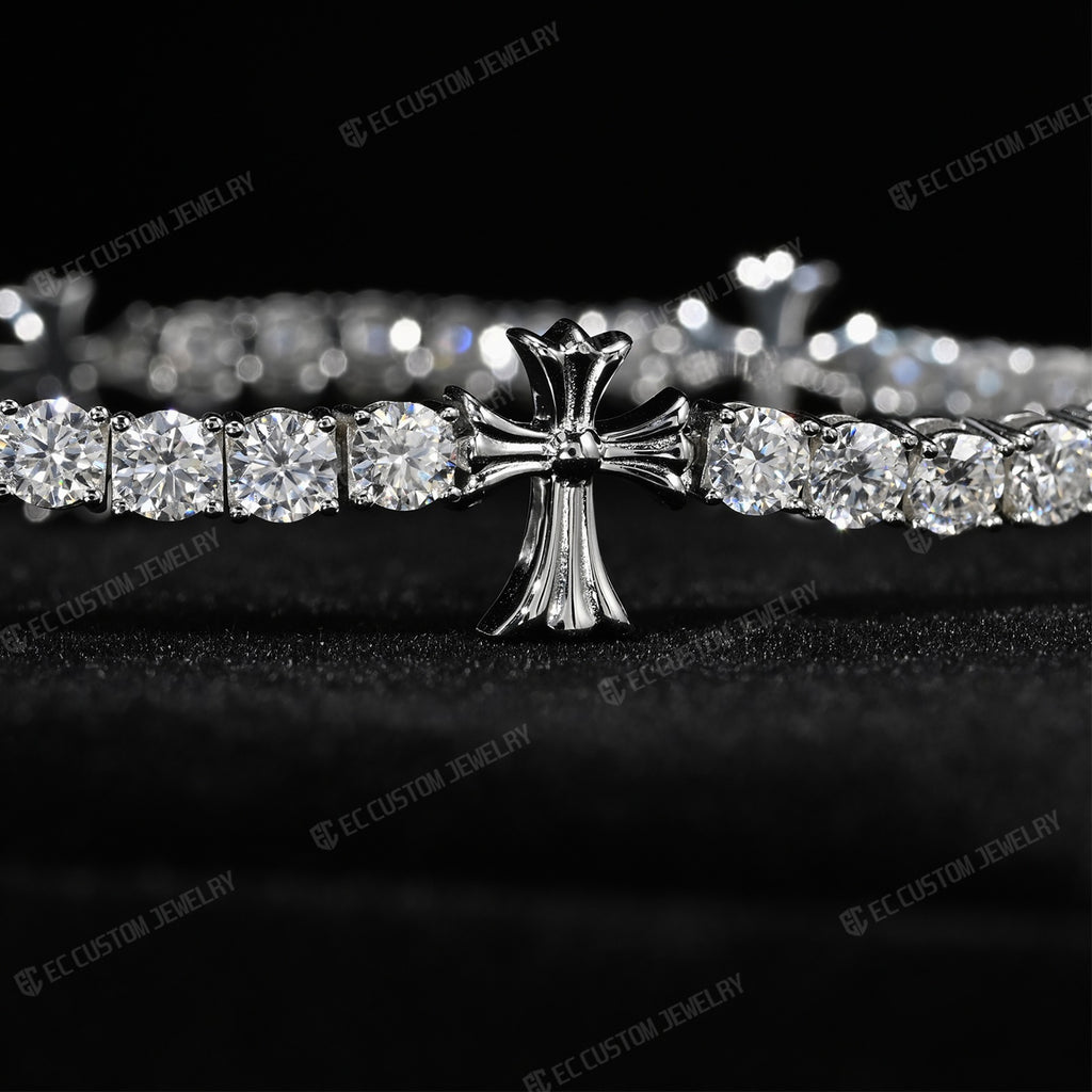 4MM S925 Silver Iced Out Chrome Tennis Bracelet