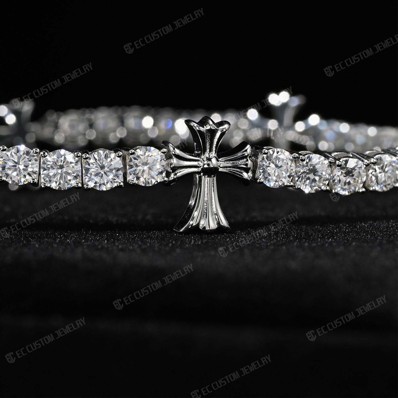 4MM S925 Silver Iced Out Chrome Tennis Bracelet
