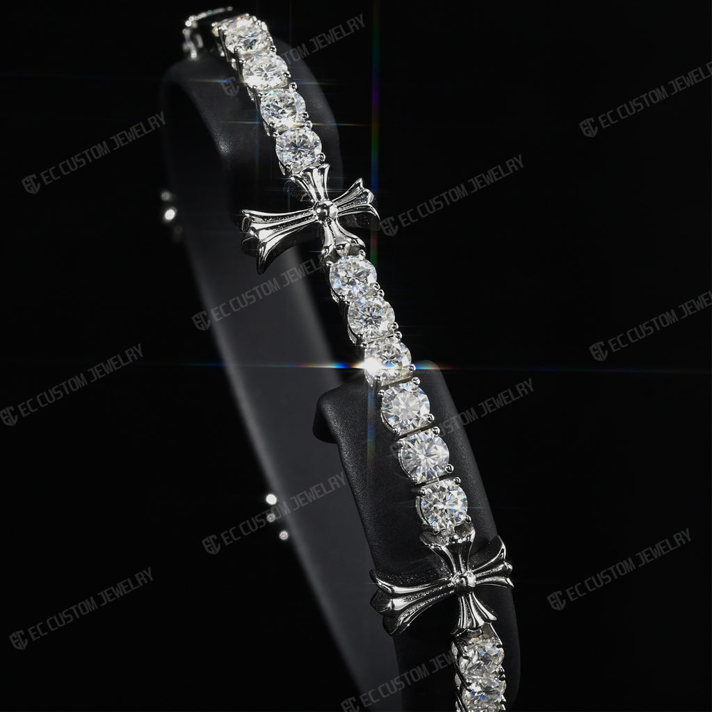 4MM S925 Silver Iced Out Chrome Tennis Bracelet