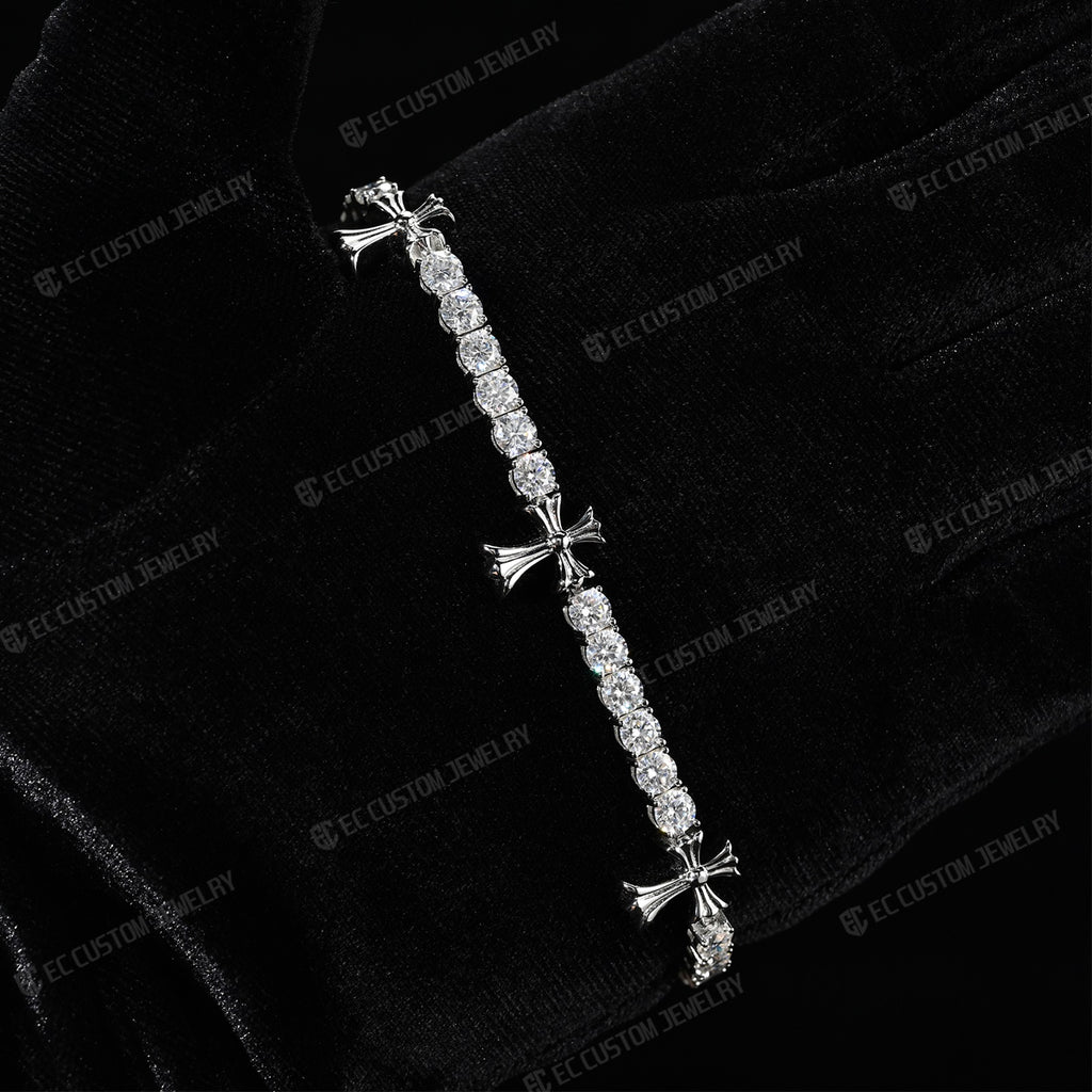 4MM S925 Silver Iced Out Chrome Tennis Bracelet