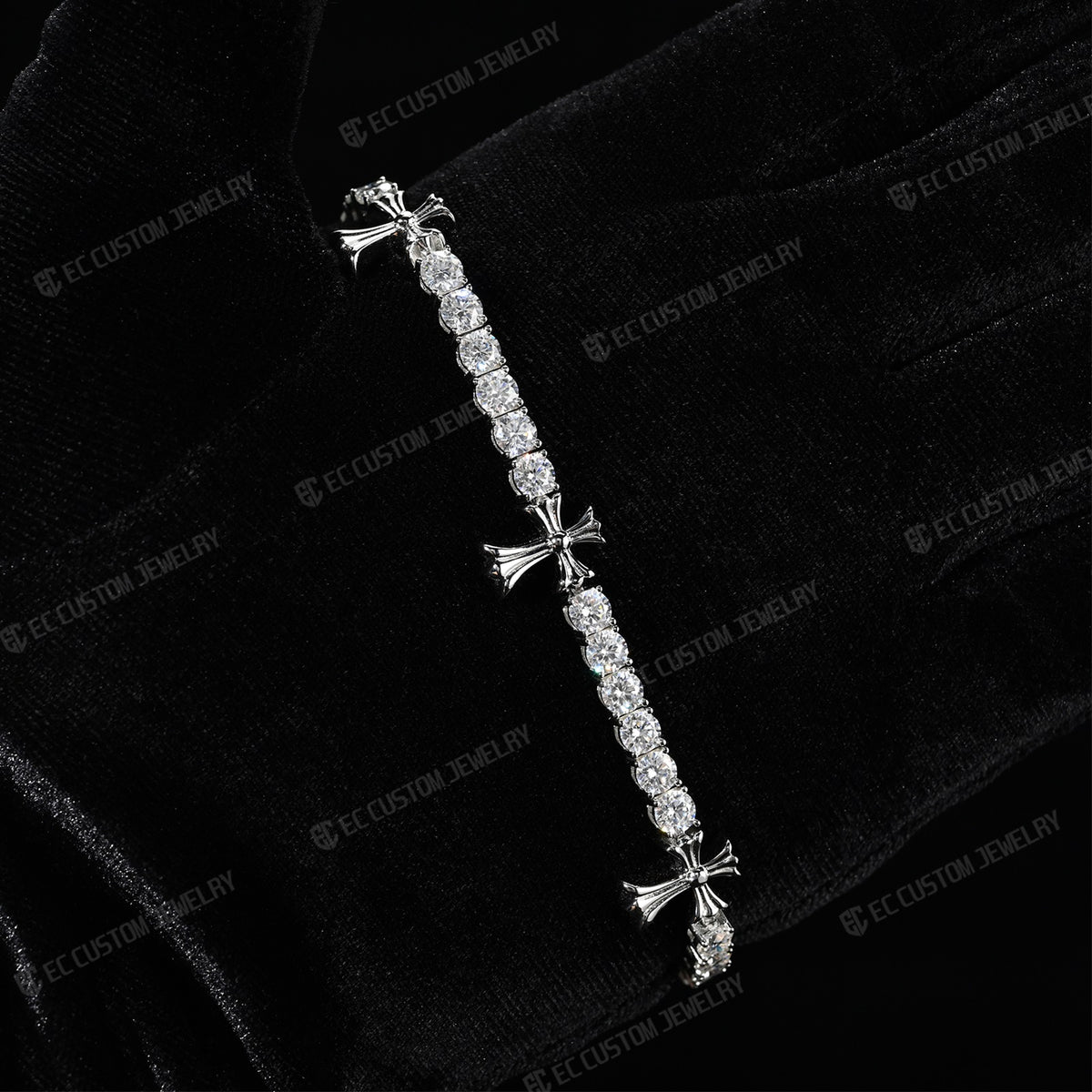 4MM S925 Silver Iced Out Chrome Tennis Bracelet