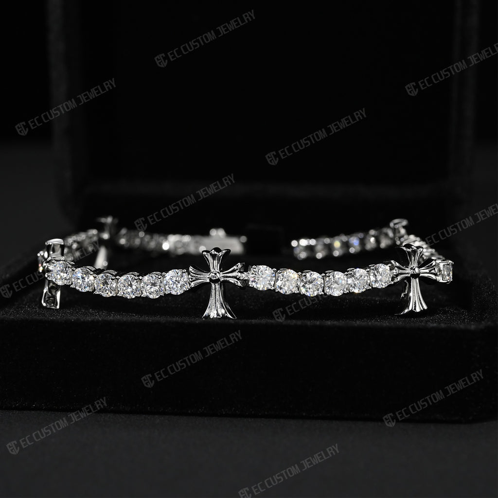 4MM S925 Silver Iced Out Chrome Tennis Bracelet