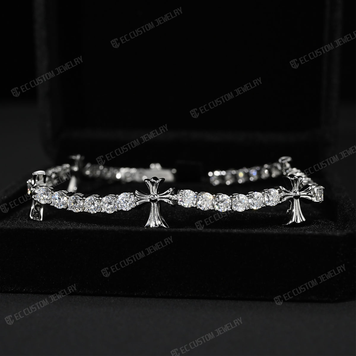 4MM S925 Silver Iced Out Chrome Tennis Bracelet