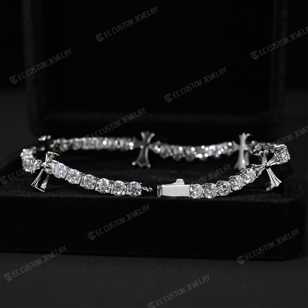 4MM S925 Silver Iced Out Chrome Tennis Bracelet