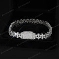Iced Out Cross Link Bracelet Fully Paved Clasp Chain