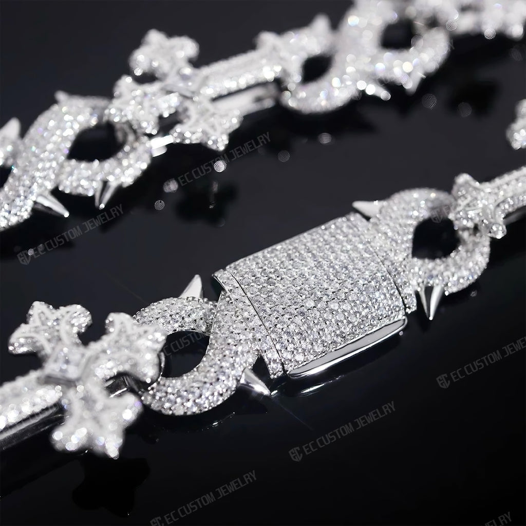 Iced Out Cross thorn Infinity Link Chain Necklace Hip Hop EC Custom Jewelry 1