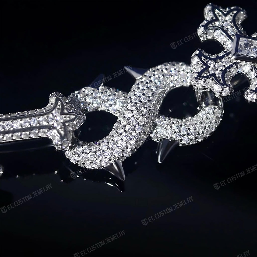Iced Out Cross thorn Infinity Link Chain Necklace Hip Hop EC Custom Jewelry 2