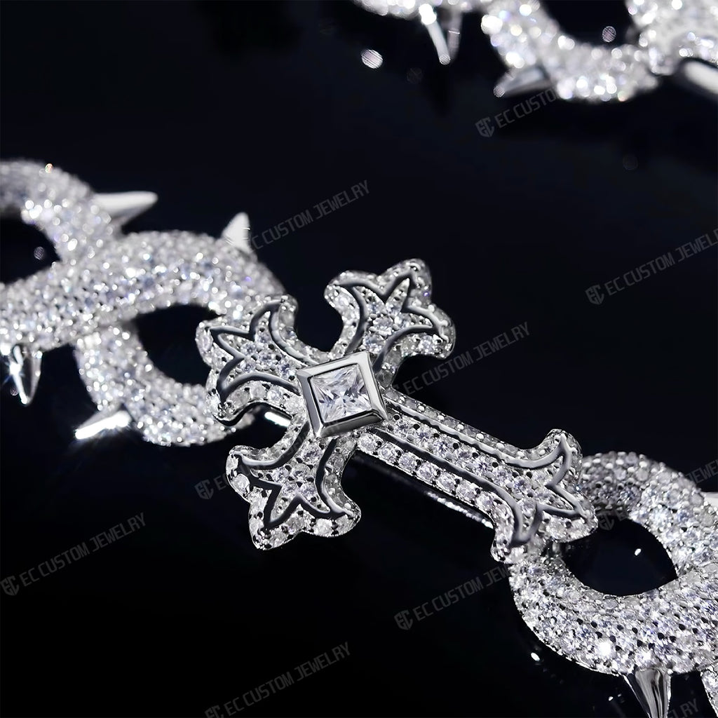 Iced Out Cross thorn Infinity Link Chain Necklace Hip Hop EC Custom Jewelry 5