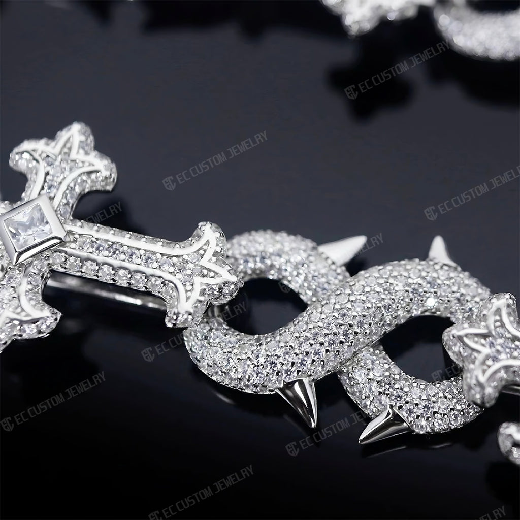 Iced Out Cross thorn Infinity Link Chain Necklace Hip Hop EC Custom Jewelry 6