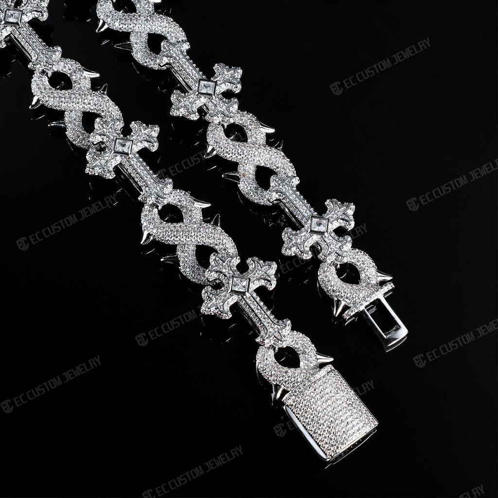 Iced Out Cross thorn Infinity Link Chain Necklace 7