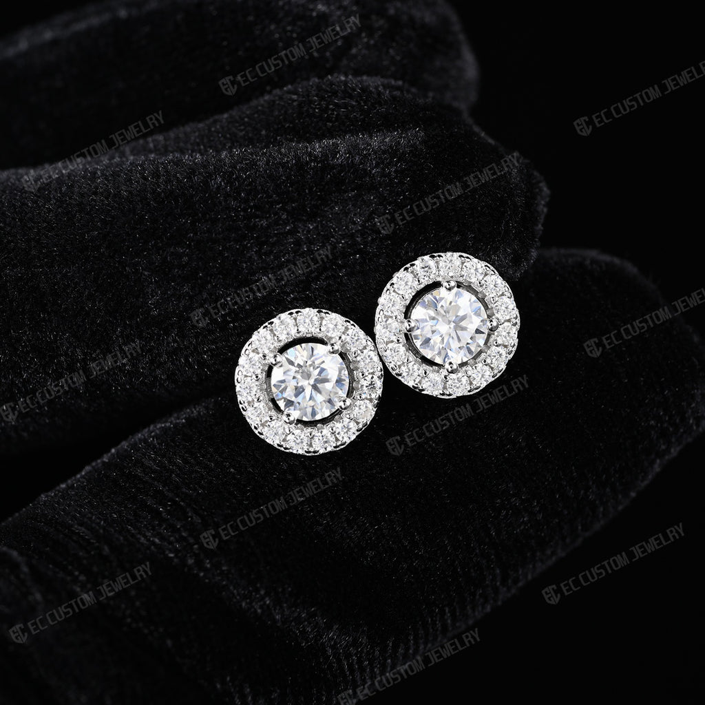 Iced Out Diamond Halo Stud rapper hiphop Earrings 1