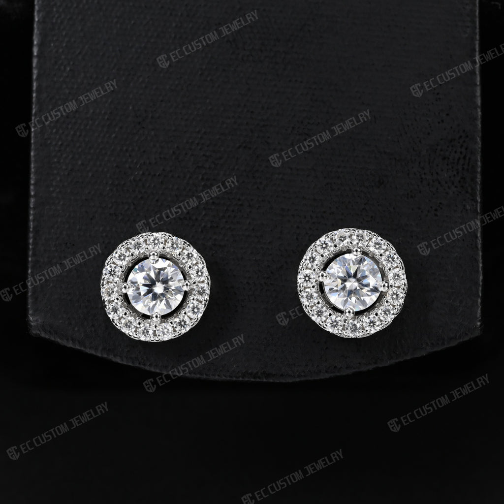 Iced Out Diamond Halo Stud rapper hiphop Earrings 2