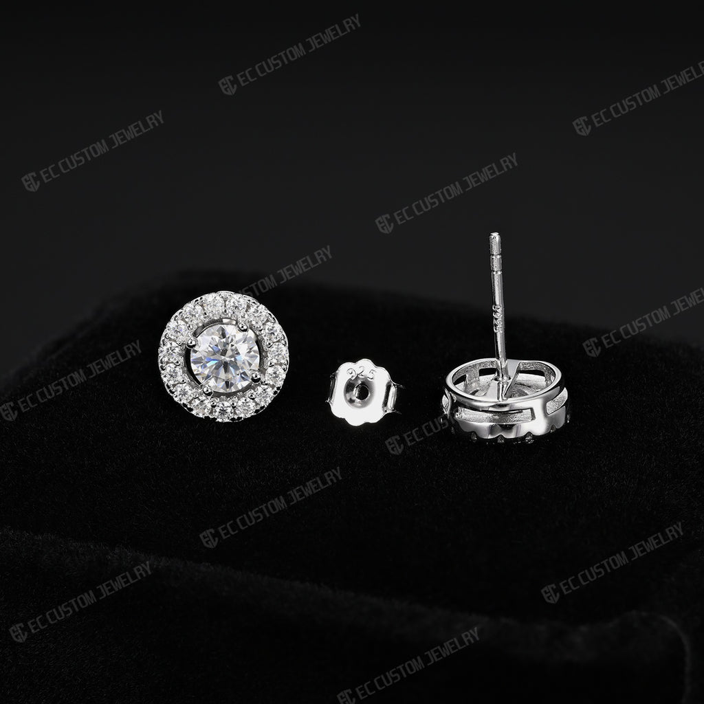 Iced Out Diamond Halo Stud rapper hiphop Earrings 3