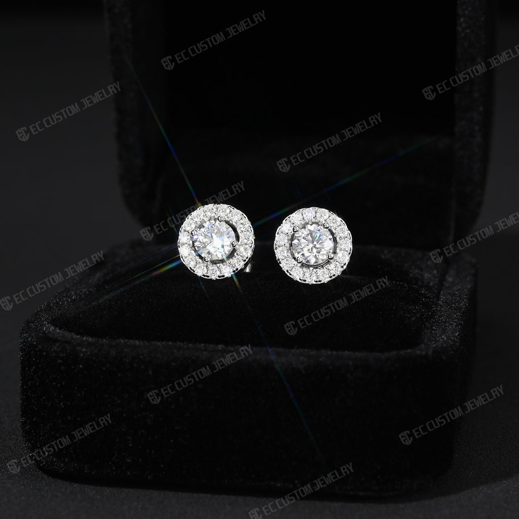 Iced Out Diamond Halo Stud rapper hiphop Earrings 4