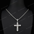 Iced Out Emerald Round Cut Cross Pendant
