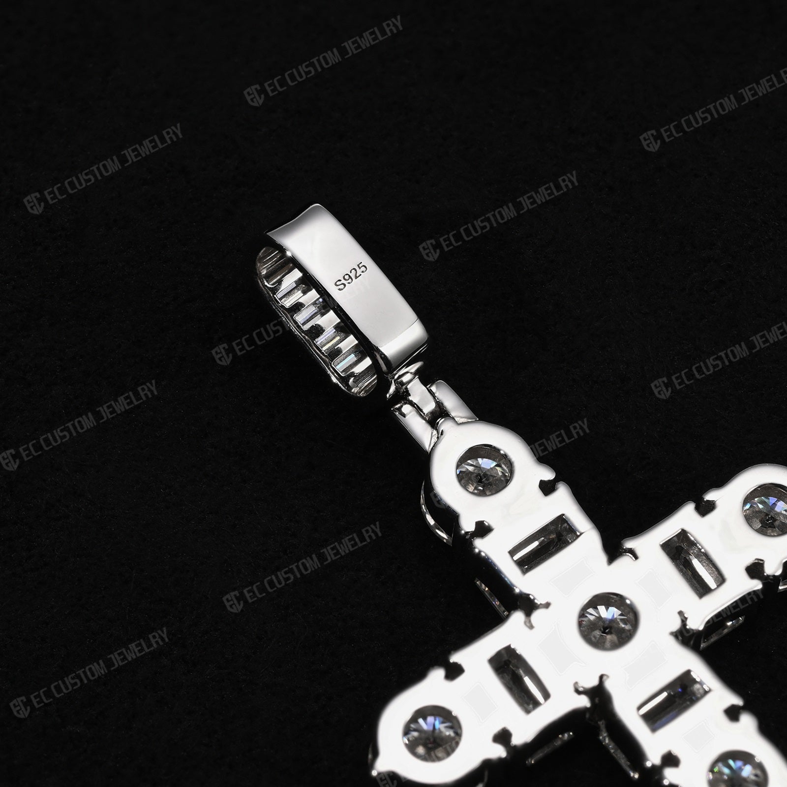 Iced Out Emerald Round Cut Cross Pendant
