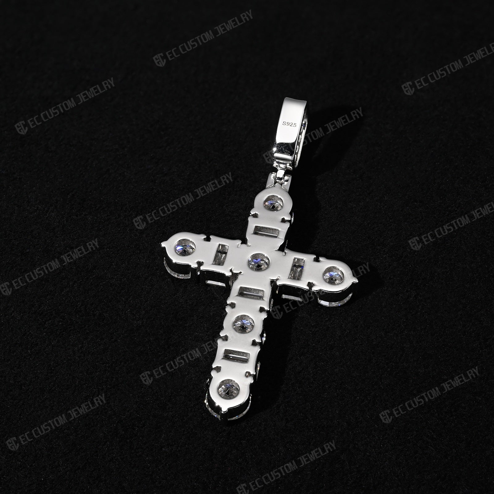 Iced Out Emerald Round Cut Cross Pendant