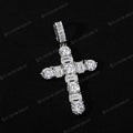 Iced Out Emerald Round Cut Cross Pendant 925 Sterling Silver Moissanite EC Custom Jewelry 6