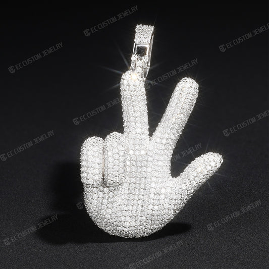 Iced Out Gesture Hip Hop Pendant ec custom jewelry 1