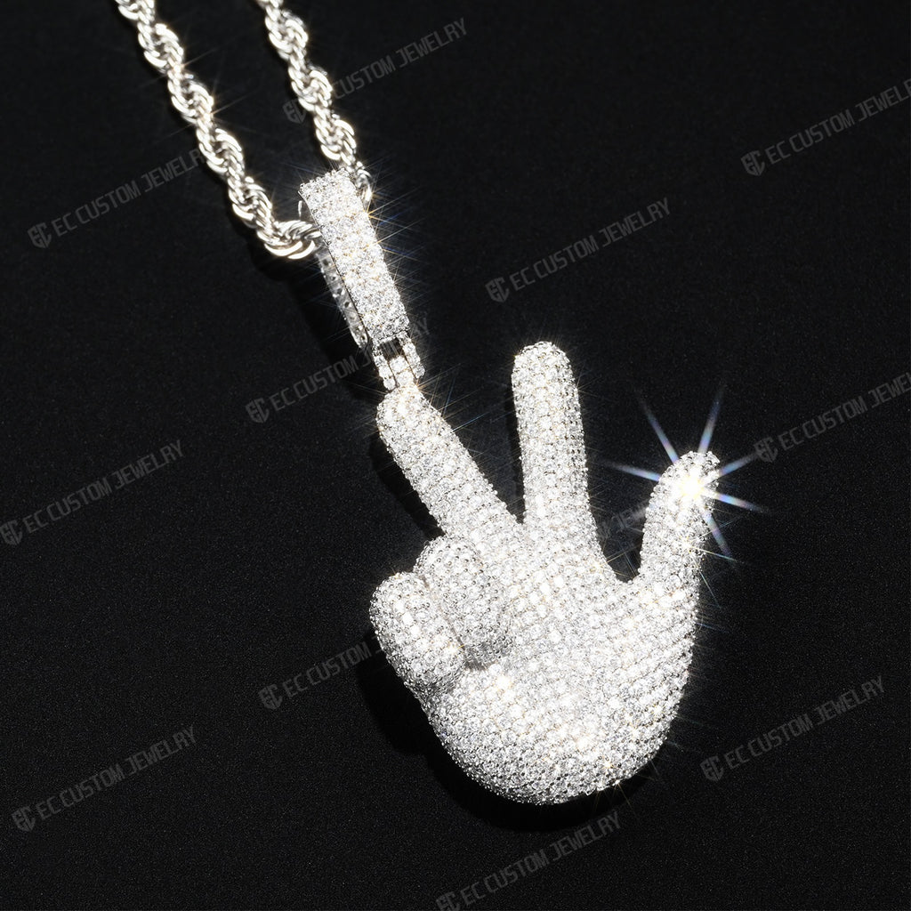 Iced Out Gesture Hip Hop Pendant ec custom jewelry 2