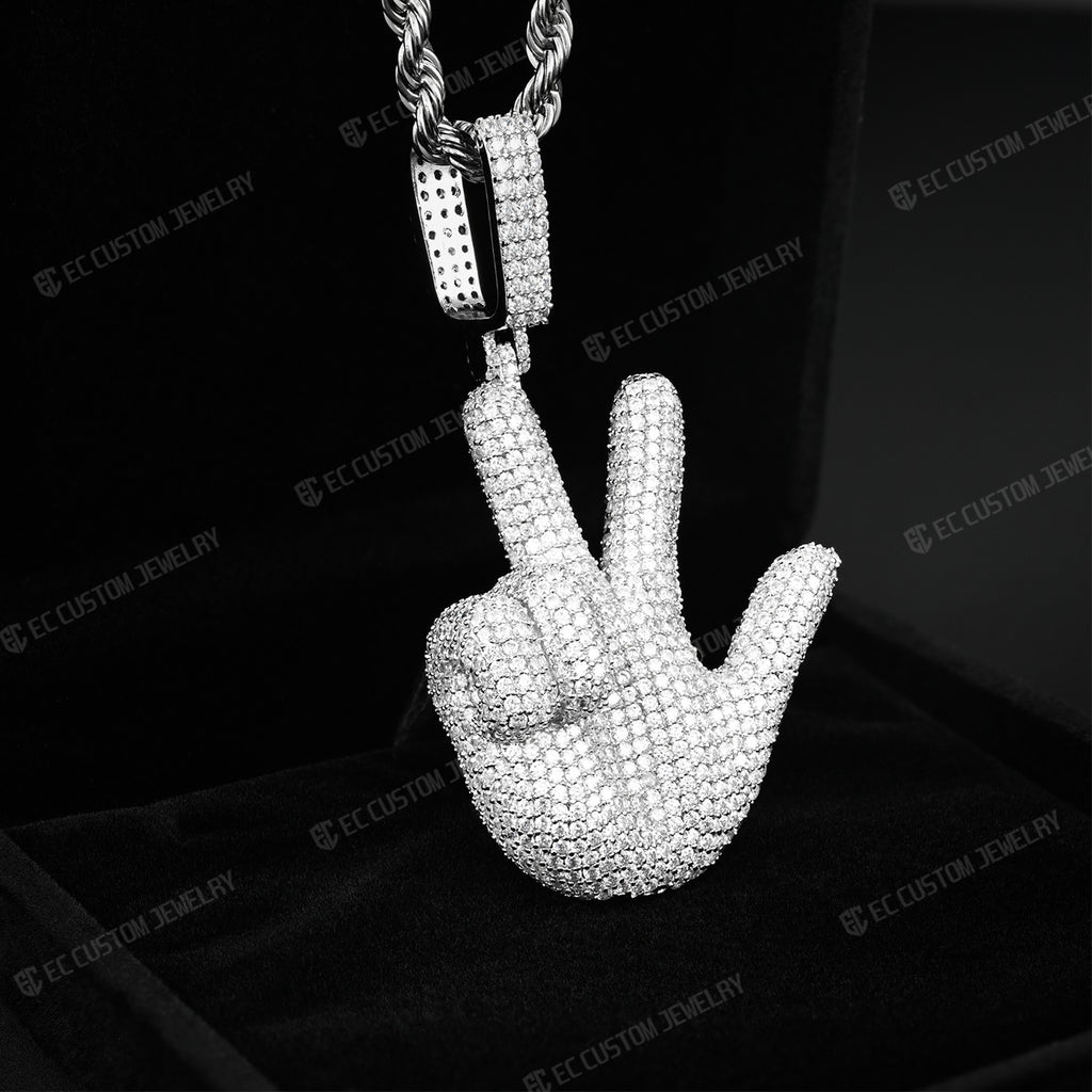 Iced Out Gesture Hip Hop Pendant ec custom jewelry 3