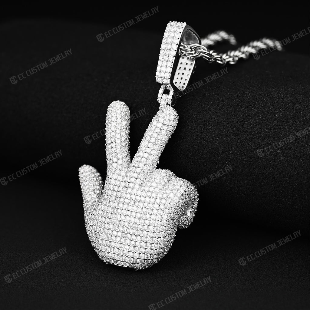 Iced Out Gesture Hip Hop Pendant ec custom jewelry 4