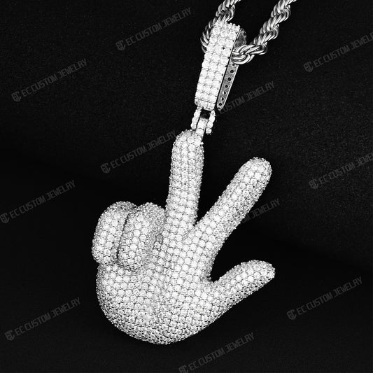 Iced Out Gesture Hip Hop Pendant ec custom jewelry 5