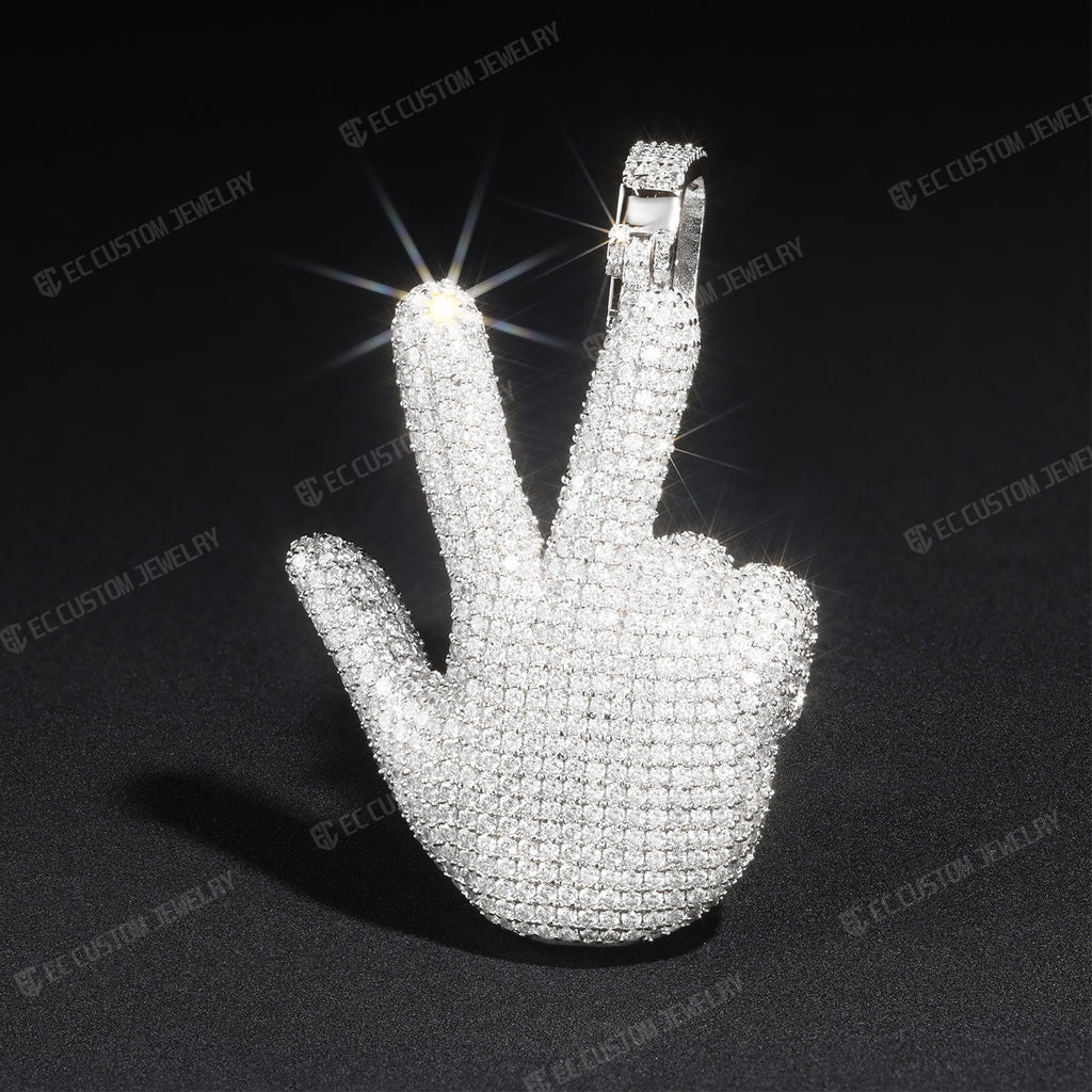 Iced Out Gesture Hip Hop Pendant ec custom jewelry 8