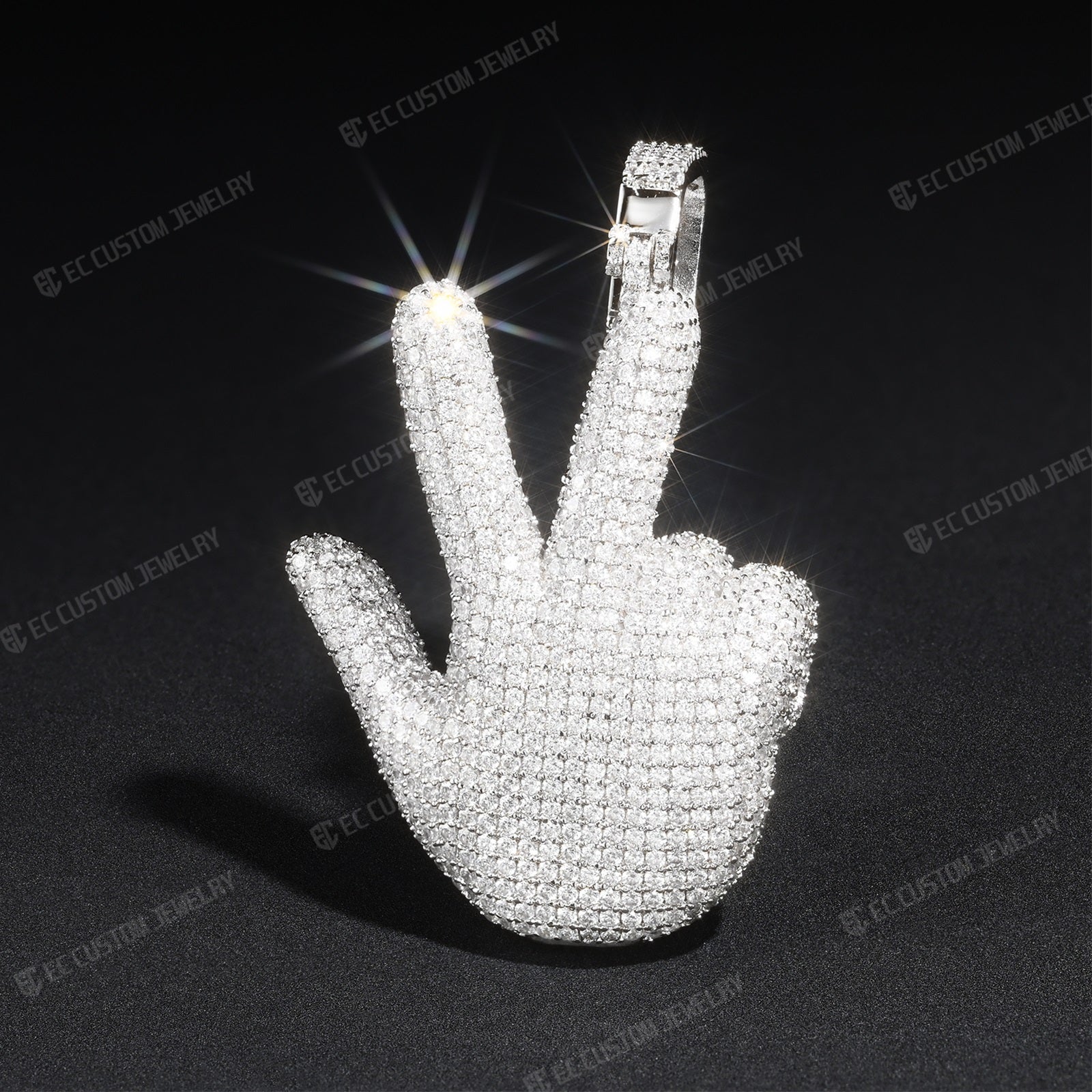 Iced Out Gesture Hip Hop Pendant ec custom jewelry 8