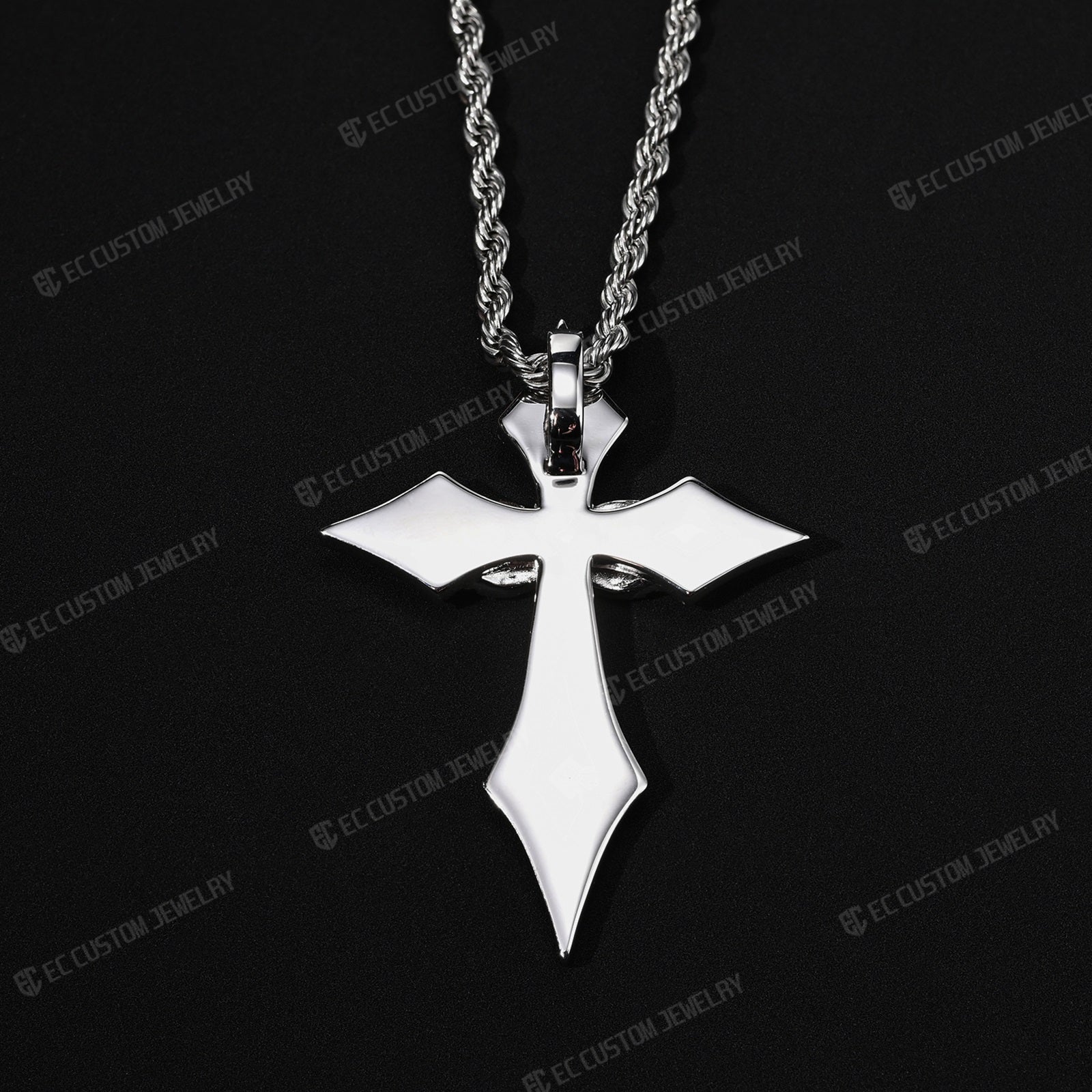 Moissanite Iced Out Gothic Spike Cross Pendant